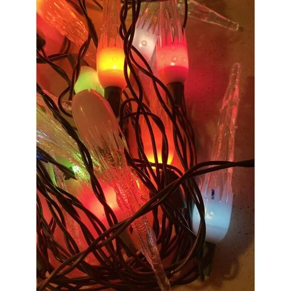 Midget Icicle Lights 20 Multicolor Indoor Outdoor String Christmas Lights - Picture 3 of 8
